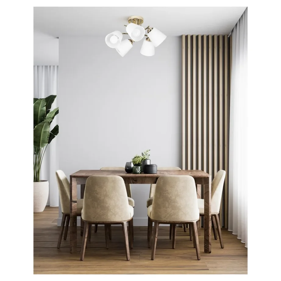 Activejet AJE-EMILY 5P GD 50 cm kuldne laelamp, 5xE27, metall, matt valge klaas – 5