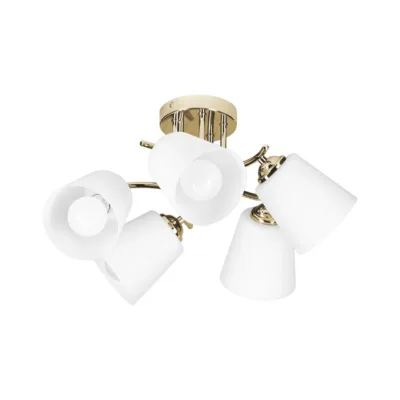 Activejet AJE-EMILY 5P GD 50 cm kuldne laelamp, 5xE27, metall, matt valge klaas