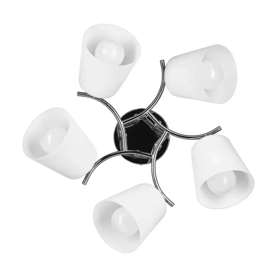 Activejet AJE-EMILY 5P hõbedane metallist rippvalgusti, 5xE27, 5x40W, 500 mm, valge klaaskuppel, IP20 siseruumidesse