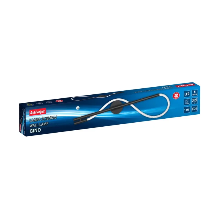 Activejet AJE-GINO NW 900x250x65 mm must 14 W LED seinavalgusti, neutraalne valge valgus, lülitiga, siseruumidesse