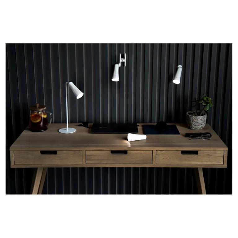 Activejet AJE-IDA 4in1 valge LED-laetav laualamp 12 pirniga, 362 mm, USB-C, magnetilise ja klambriga, puutetundlik hämardi