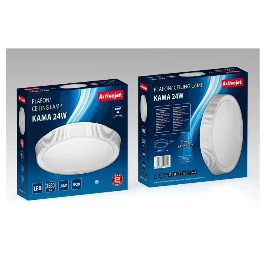 Activejet AJE-KAMA 24W 40 cm ümmargune valge LED laevalgusti, 4000K, IP20, siseruumidesse – 9