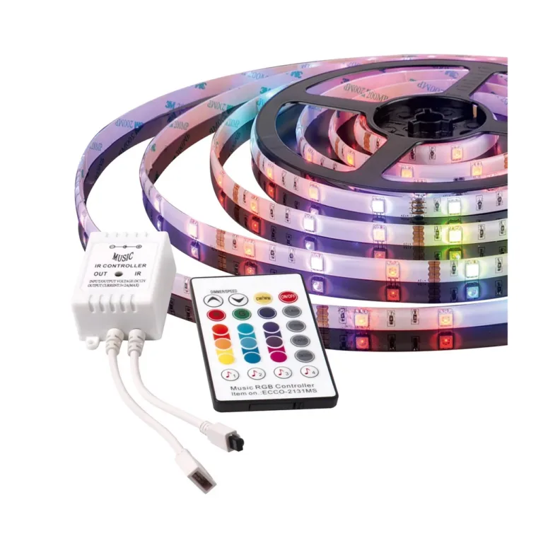 Activejet AJE-LED Music Stripe 3 m IP65 kaugjuhitav LED valgusriba, mitmevärviline, sise- ja välistingimustesse, toiteadapteri ja puldiga