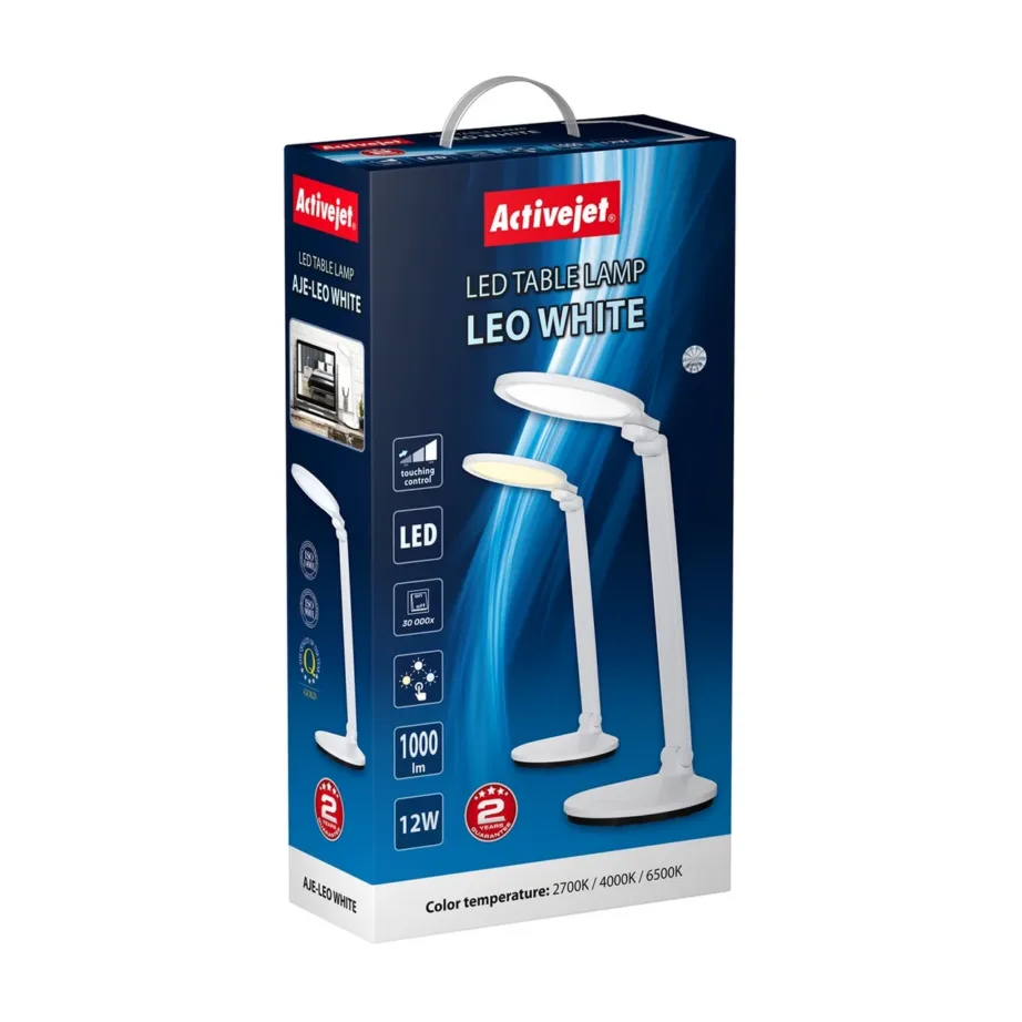 Activejet AJE-LEO 12W valge LED laualamp, reguleeritav valgus, 389x189x422 mm, puutejuhtimine, siseruumidesse – 14