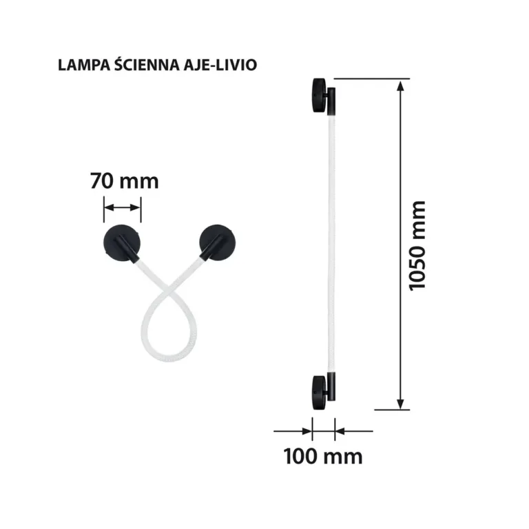Activejet AJE-LIVIO WW 1050x70x100 mm must 11W LED seinavalgusti 2700K siseruumidesse