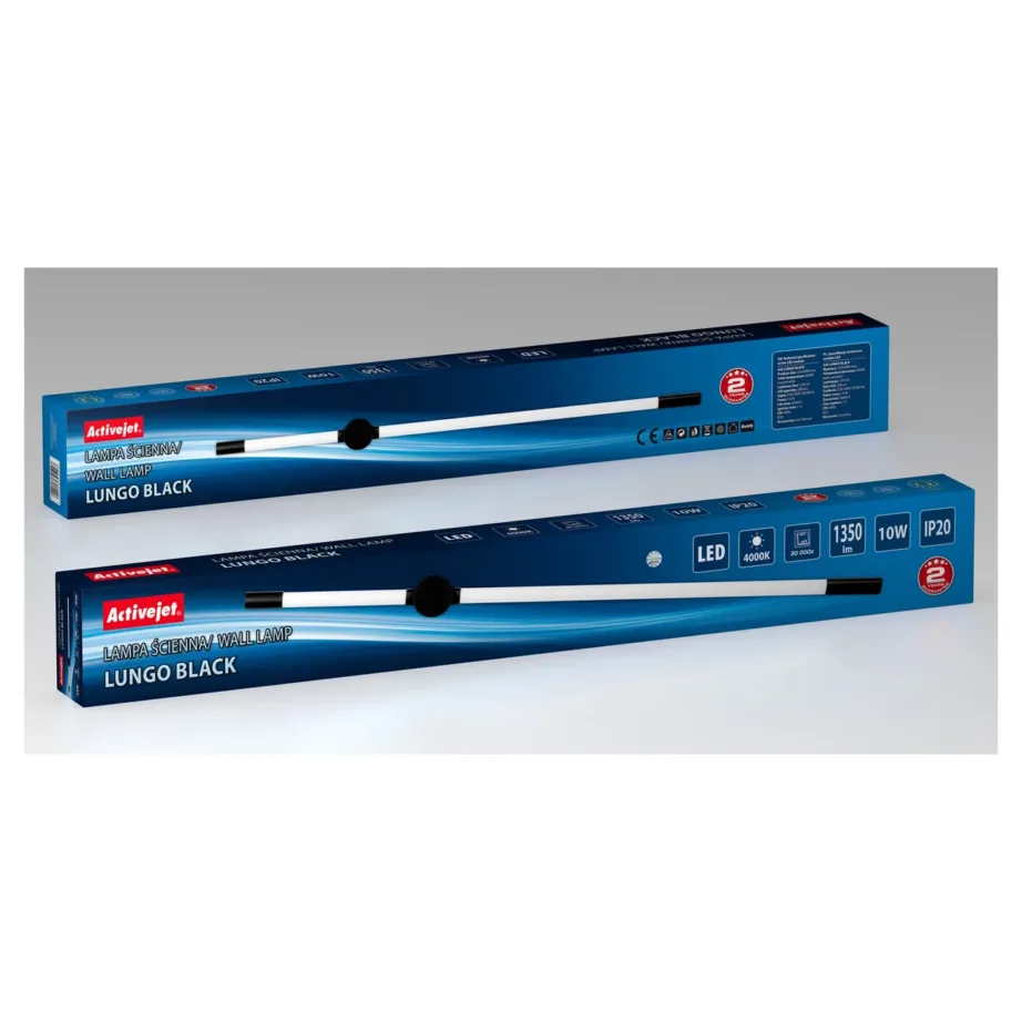 Activejet AJE-LUNGO Black 900x55 mm 10W LED seinavalgusti 4000K neutraalne valge siseruumidesse