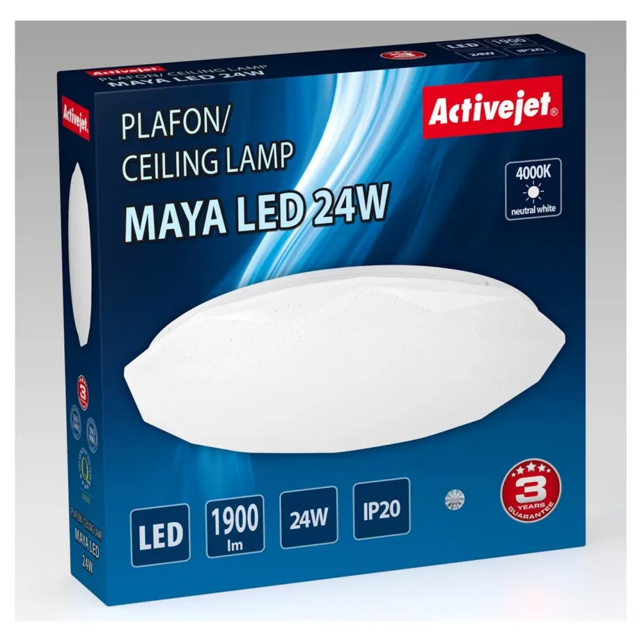 Activejet AJE-MAYA 38 cm 24W LED ümar valge pinnapealne laevalgusti 4000K, siseruumidesse