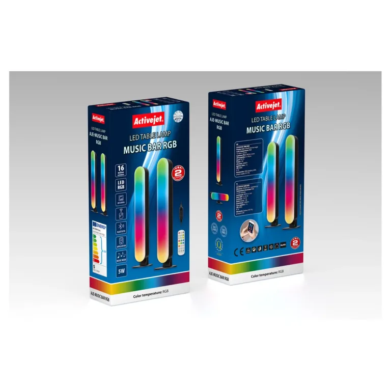 Activejet AJE-MUSIC BAR RGB 3W 40x250 mm must Bluetooth RGB LED-muusikavalgusti kaugjuhtimise ja äpiga