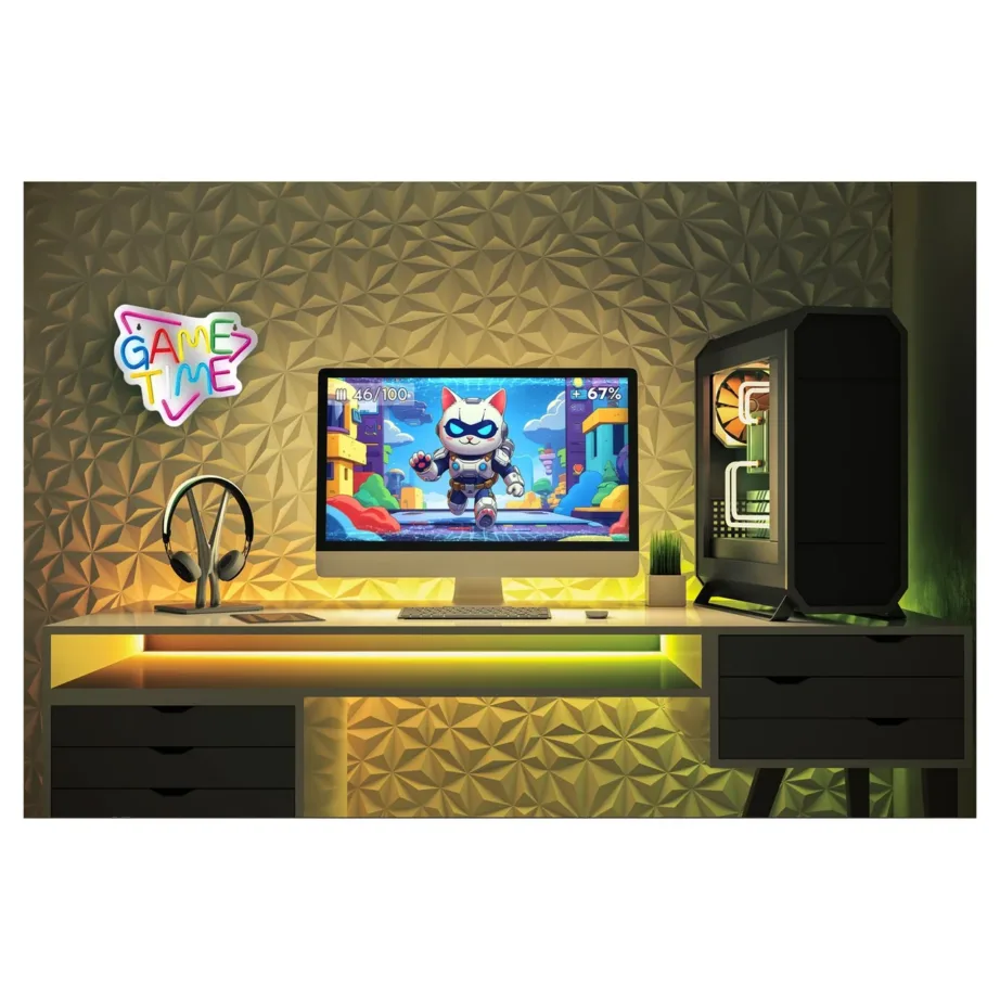 Activejet AJE-NEON GAME TIME 238×198 mm 5W multivärviline LED seinavalgusti USB-toitega siseruumidesse – 4