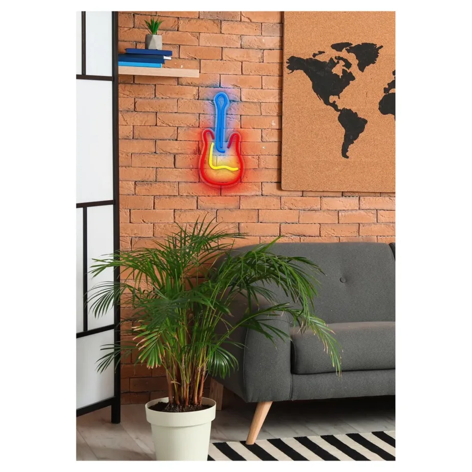 Activejet AJE-NEON GUITAR 24×17,6 cm mitmevärviline kitarrikujuline LED-neoonlamp, USB-toite, siseruumidesse – 2