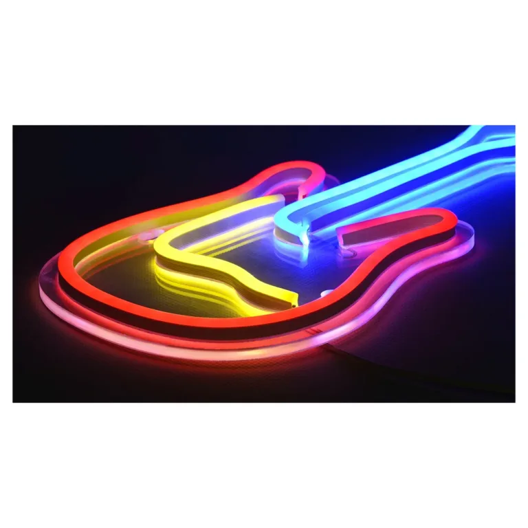 Activejet AJE-NEON GUITAR 24x17,6 cm mitmevärviline kitarrikujuline LED-neoonlamp, USB-toite, siseruumidesse