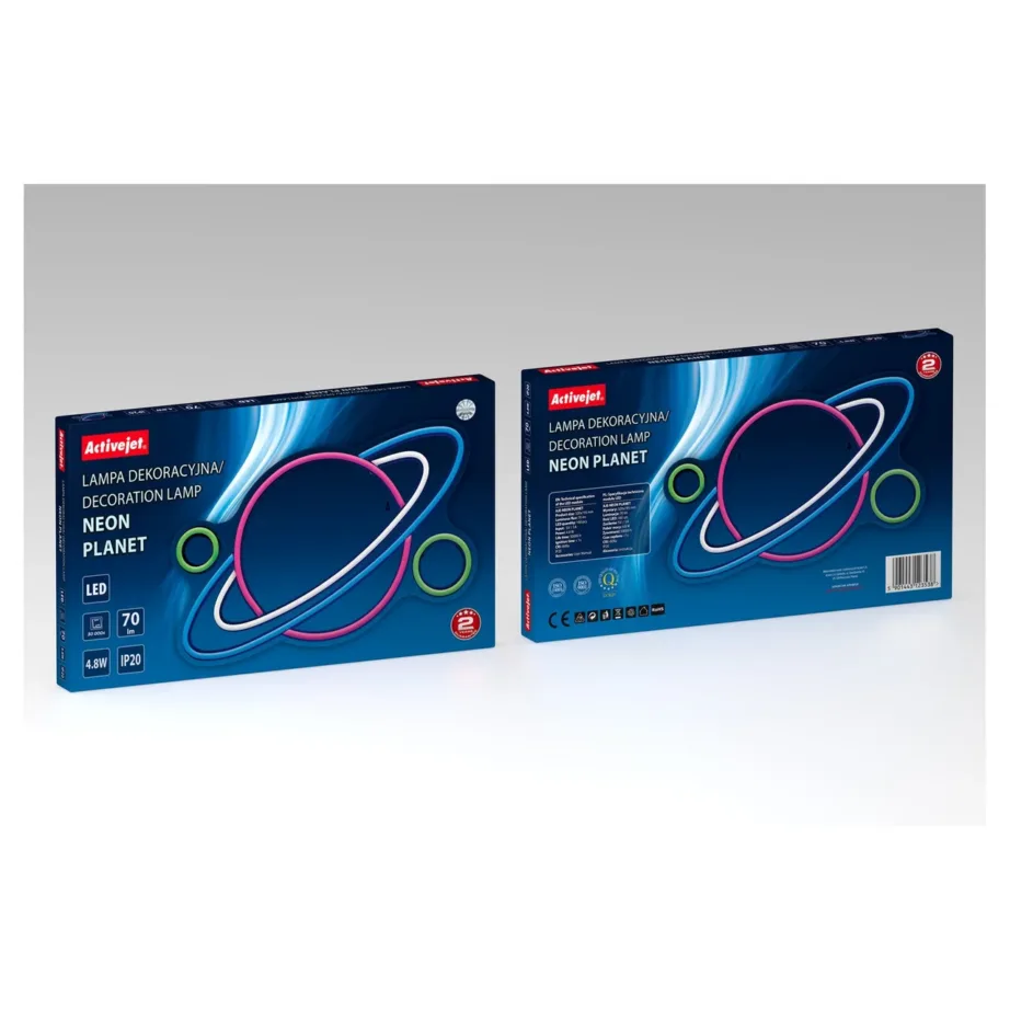 Activejet AJE-NEON PLANET 320x195x20 mm mitmevärviline LED-neoonlamp plastikust, USB-toitega, siseruumidesse – 6
