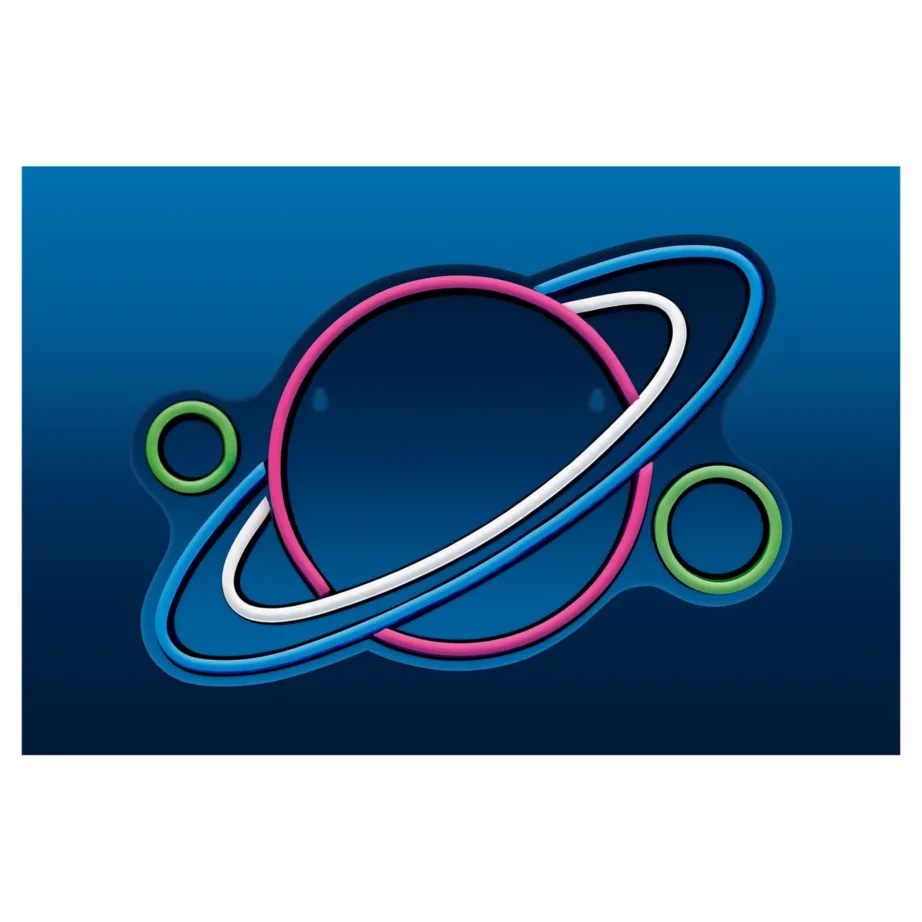 Activejet AJE-NEON PLANET 320x195x20 mm mitmevärviline LED-neoonlamp plastikust, USB-toitega, siseruumidesse