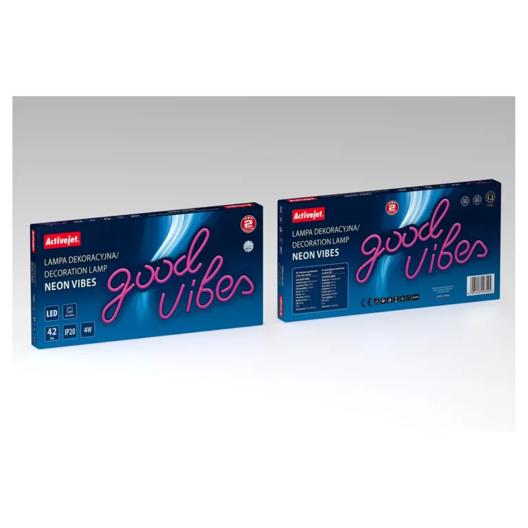 Activejet AJE-NEON VIBES 330x160 mm mitmevärviline LED-neoonvalgusti USB-toitega siseruumidesse