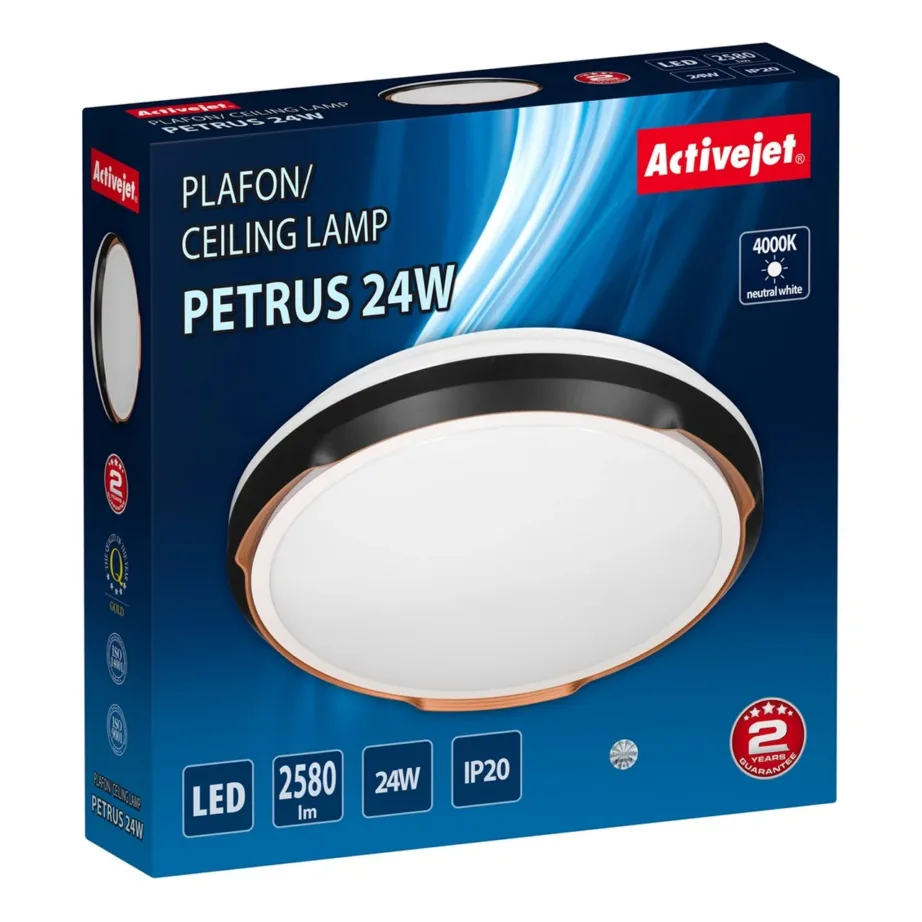 Activejet AJE-PETRUS 24W 38 cm valge/vasetoon/must ümmargune LED laevalgusti siseruumidesse, 4000K, IP20 – 5