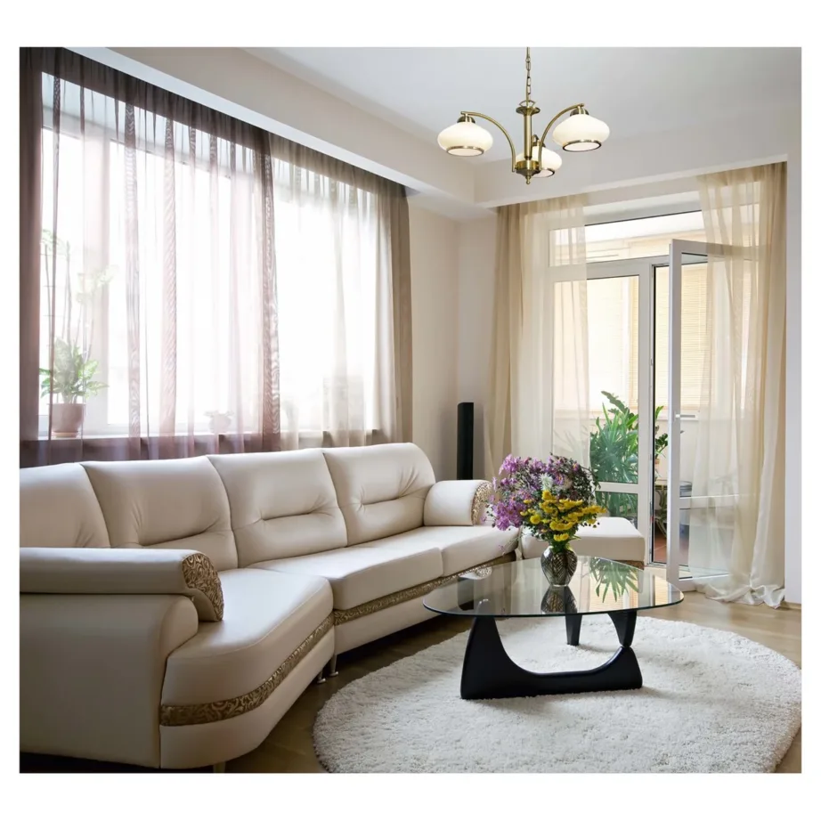 Activejet AJE-RITA 3P Patyna 62 cm metallist ja klaasist laelühter 3xE27 patine/ecru eluruumidesse, pirnideta – 5