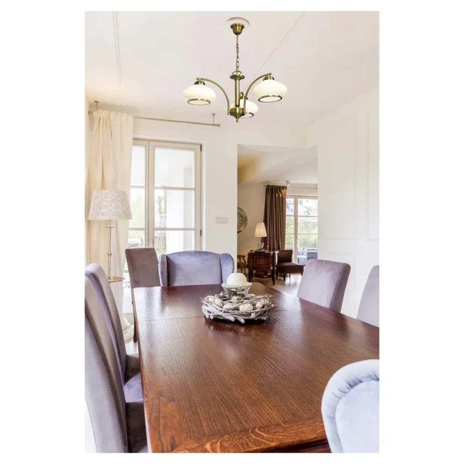 Activejet AJE-RITA 3P Patyna 62 cm metallist ja klaasist laelühter 3xE27 patine/ecru eluruumidesse, pirnideta – 8