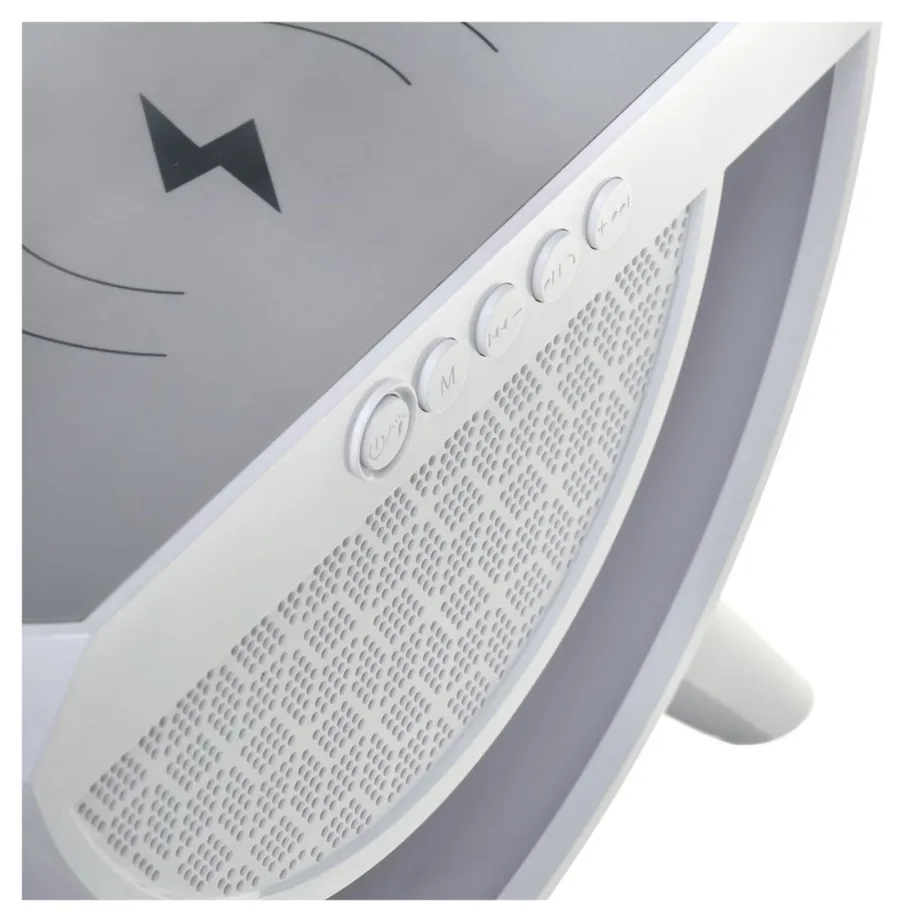 Activejet AJE-SOLO 238x80x235 mm valge RGB LED lauavalgusti Bluetooth-kõlari ja juhtmevaba laadijaga – 14