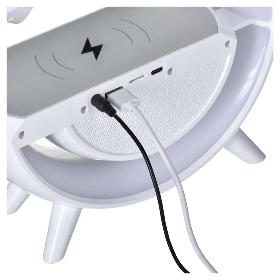 Activejet AJE-SOLO 238x80x235 mm valge RGB LED lauavalgusti Bluetooth-kõlari ja juhtmevaba laadijaga – 15