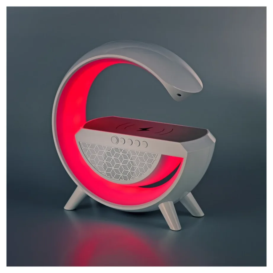 Activejet AJE-SOLO 238x80x235 mm valge RGB LED lauavalgusti Bluetooth-kõlari ja juhtmevaba laadijaga – 17