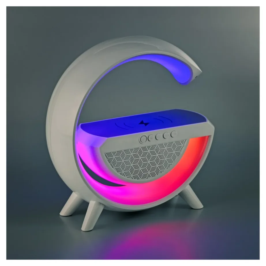 Activejet AJE-SOLO 238x80x235 mm valge RGB LED lauavalgusti Bluetooth-kõlari ja juhtmevaba laadijaga – 20