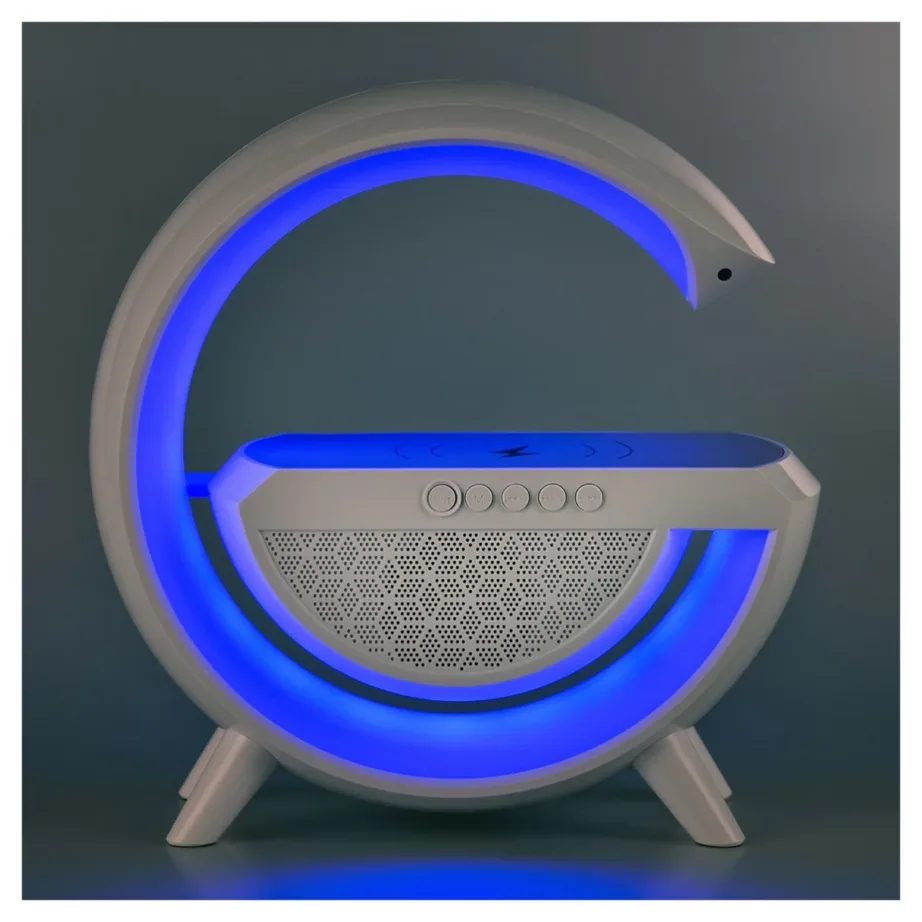 Activejet AJE-SOLO 238x80x235 mm valge RGB LED lauavalgusti Bluetooth-kõlari ja juhtmevaba laadijaga – 21