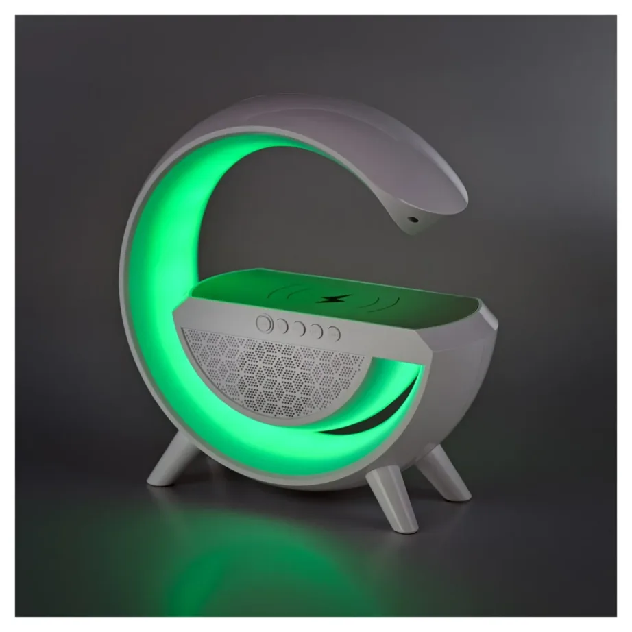 Activejet AJE-SOLO 238x80x235 mm valge RGB LED lauavalgusti Bluetooth-kõlari ja juhtmevaba laadijaga – 22