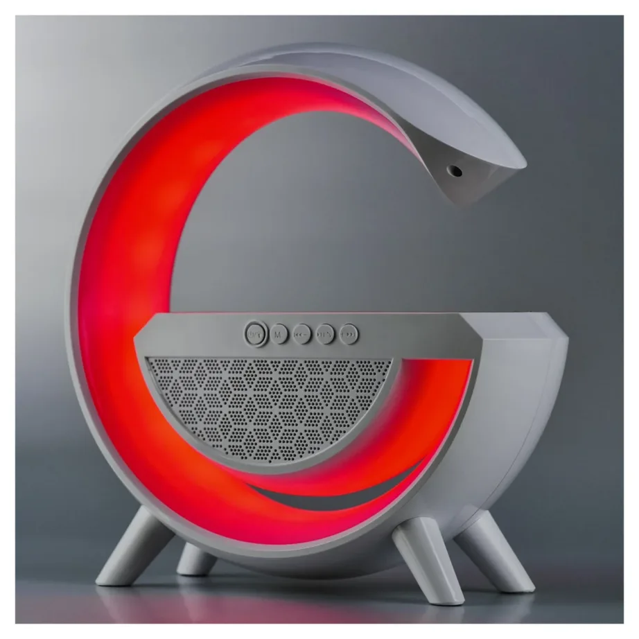 Activejet AJE-SOLO 238x80x235 mm valge RGB LED lauavalgusti Bluetooth-kõlari ja juhtmevaba laadijaga – 24