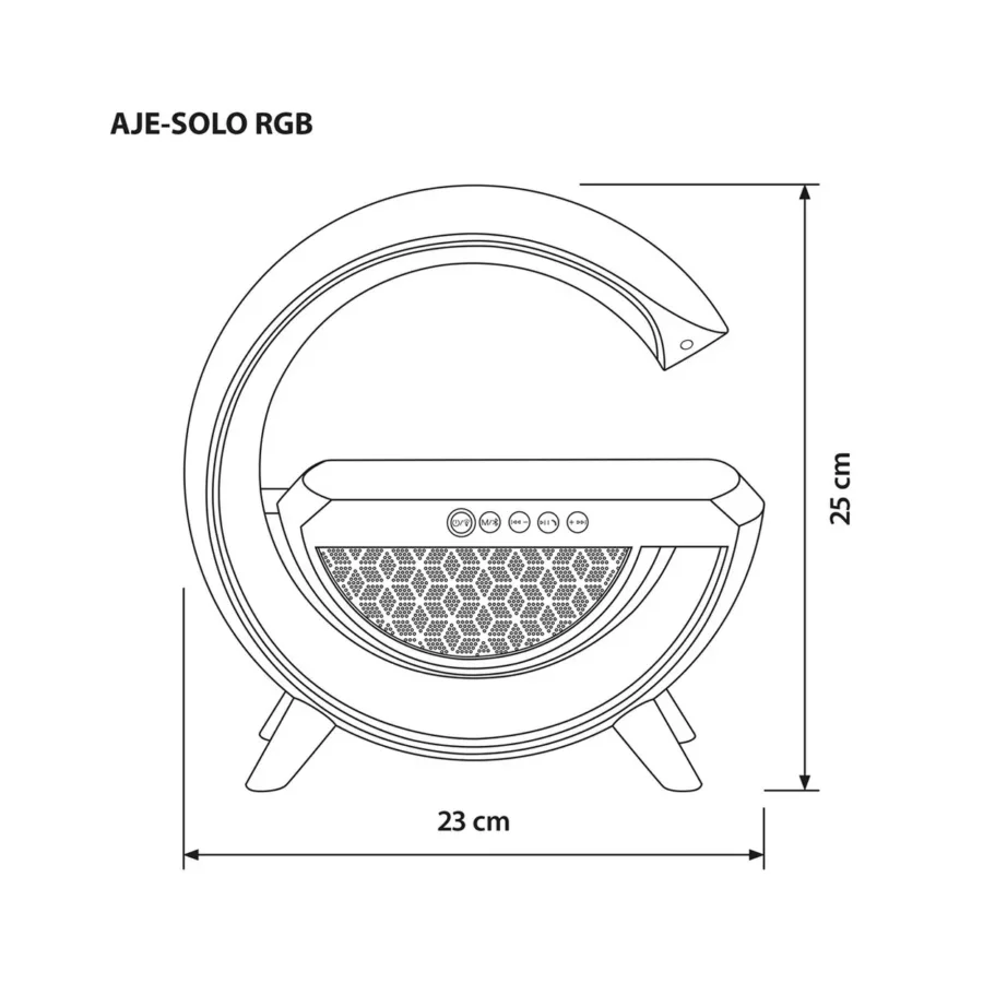 Activejet AJE-SOLO 238x80x235 mm valge RGB LED lauavalgusti Bluetooth-kõlari ja juhtmevaba laadijaga – 36