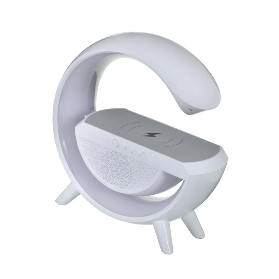 Activejet AJE-SOLO 238x80x235 mm valge RGB LED lauavalgusti Bluetooth-kõlari ja juhtmevaba laadijaga – 8