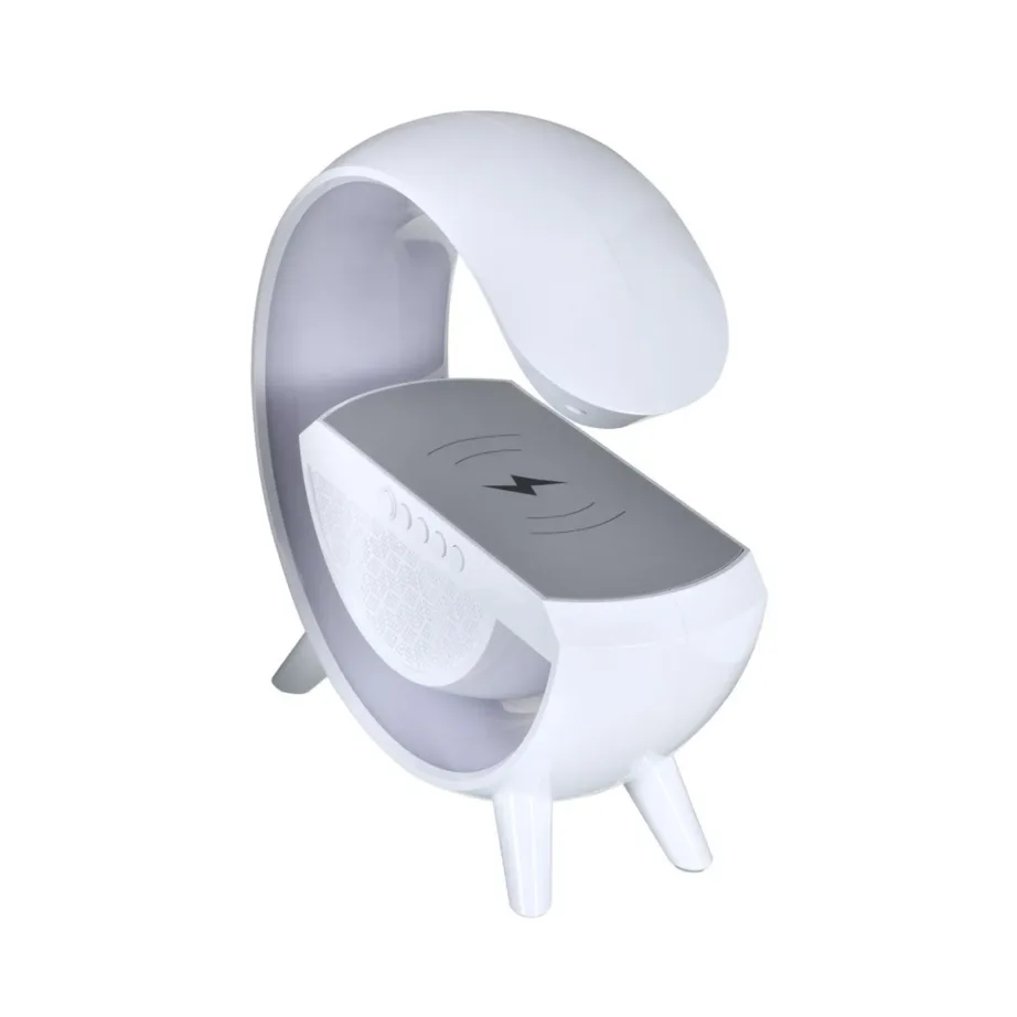 Activejet AJE-SOLO 238x80x235 mm valge RGB LED lauavalgusti Bluetooth-kõlari ja juhtmevaba laadijaga – 9