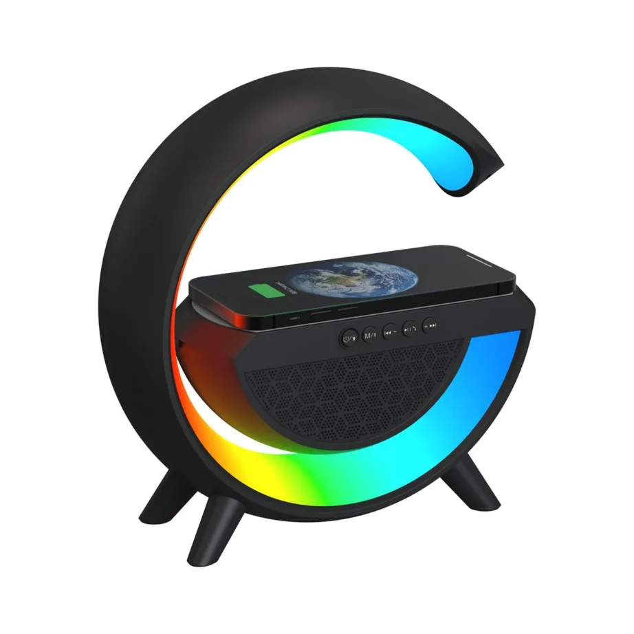 Activejet AJE-SOLO RGB must 238x80x235 mm LED muusikavalgusti juhtmevaba laadija ja Bluetooth kõlariga – 5