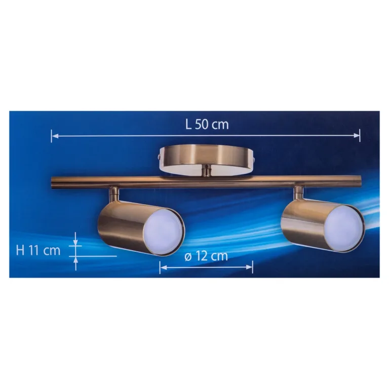Activejet AJE-SPECTRA 2P 50 cm kuldne metallist GU10 lae- ja seinavalgusti 2 pirnile elutuppa