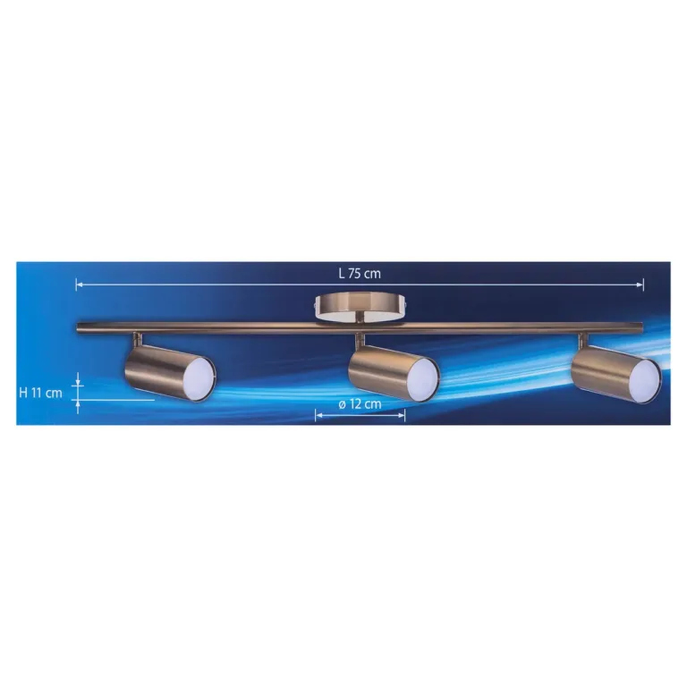 Activejet AJE-SPECTRA 3P 750 mm kuldne metallist 3xGU10 lae- ja seinavalgusti elutuppa