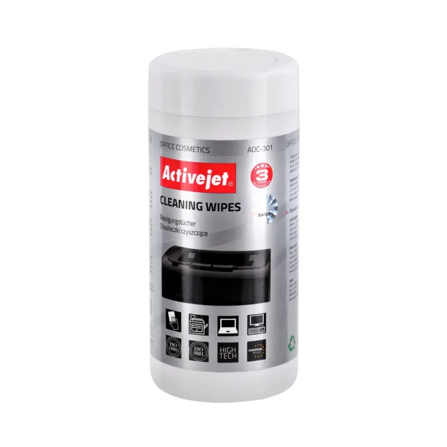 Activejet AOC-301 100 tk valged universaalsed puhastuslapid elektroonikaseadmete jaoks karbis – 2