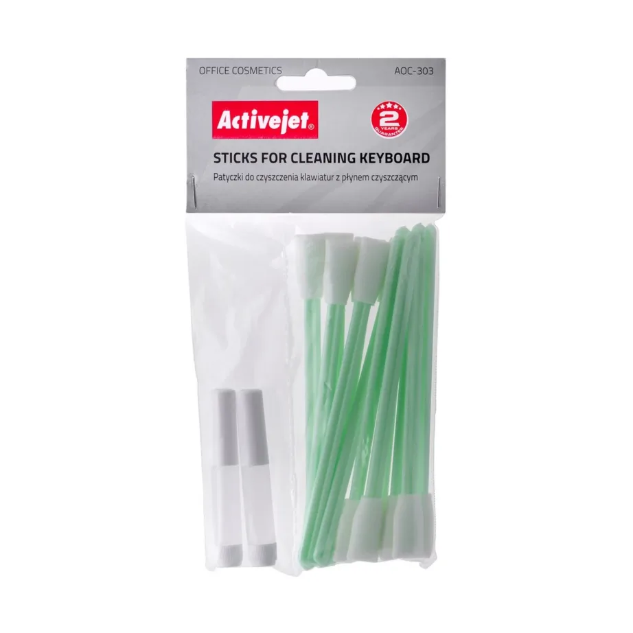 Activejet AOC-303 12 tk valged puuvillased klaviatuuri puhastustikud vedelikuga universaalseks kasutamiseks – 2