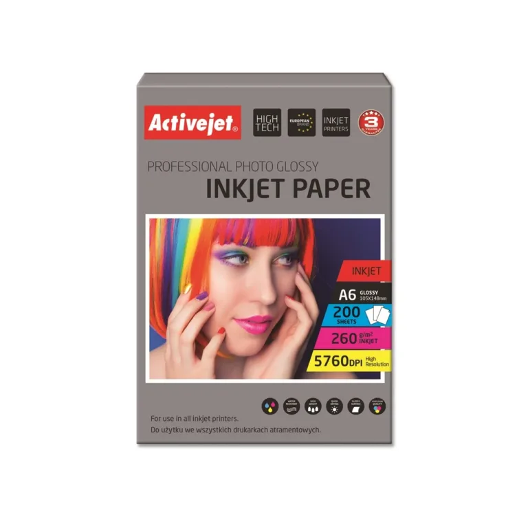 Activejet AP6-260GR200 200-leheline 260g/m² läikiv A6 fotopaber tindiprinterile