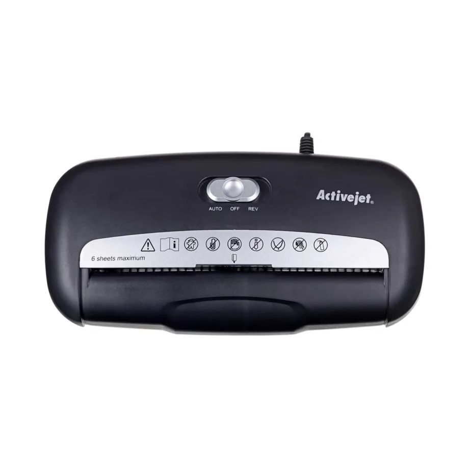 Activejet ASH-0601S 10L P-1 ribalõikusega paberi- ja kaardipurustaja, must, 6 lehte – 27