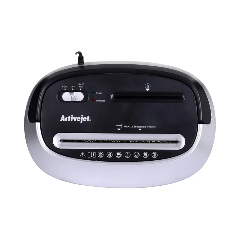 Activejet ASH-1201D 25L hõbe-must paberihunt 12 lehele, P-3, 5×38 mm lõige, A4/CD/krediitkaartidele – 15