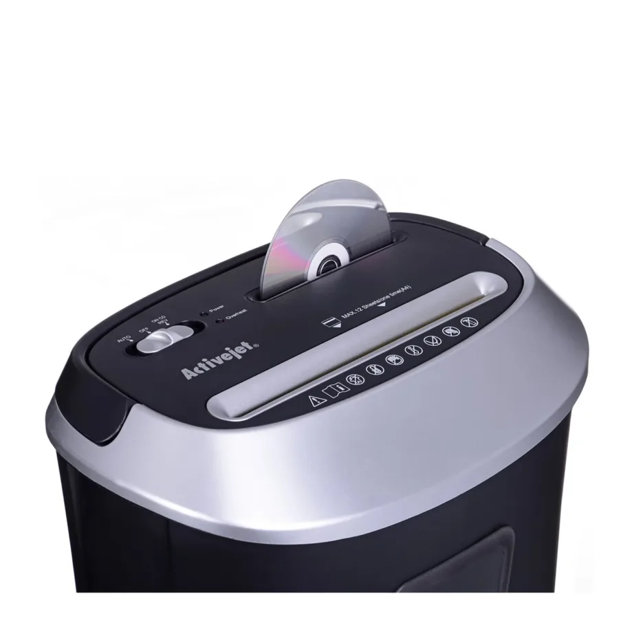 Activejet ASH-1201D 25L hõbe-must paberihunt 12 lehele, P-3, 5×38 mm lõige, A4/CD/krediitkaartidele – 21