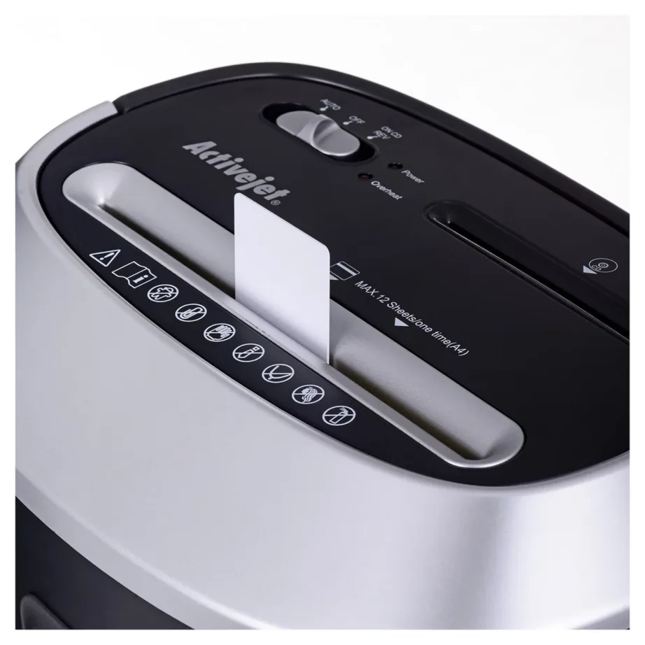 Activejet ASH-1201D 25L hõbe-must paberihunt 12 lehele, P-3, 5×38 mm lõige, A4/CD/krediitkaartidele – 9