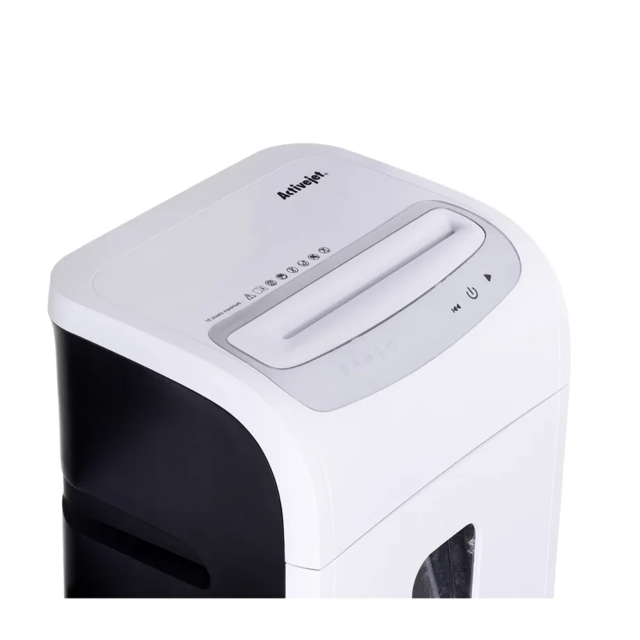 Activejet ASH-1602M P-5 2×14 mm mikrohakk 28L paberipurustaja, 16 lehte, CD/krediitkaartide hävitus, 60 dB, valge/must/hõbe – 4