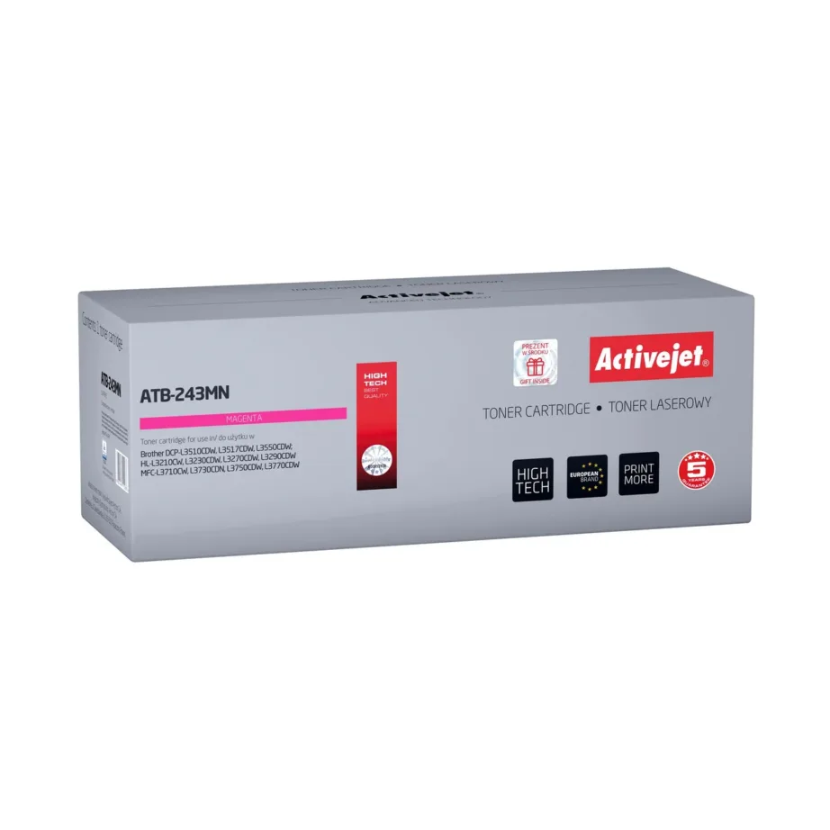 Activejet ATB-243MN magenta lasertooner Brother TN-243M asendus, 1000 lehekülge, ühilduv Brother DCP/HL/MFC printeritega