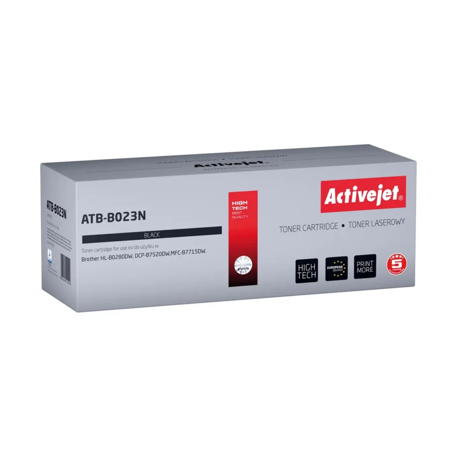 Activejet ATB-B023N must lasertoonerkassett Brother TN-B023 asenduseks, 2000 lehte, ühilduv Brother DCP-B7520DW/HL-B2080DW/MFC-B7715DW