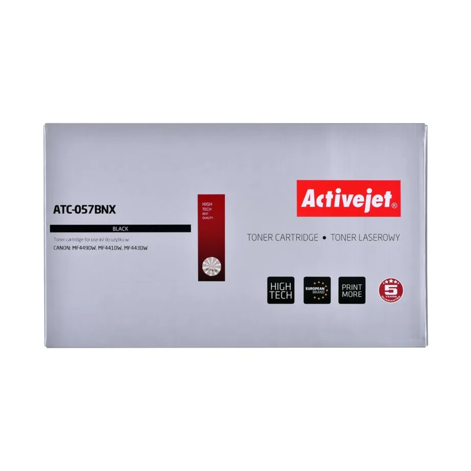 Activejet ATC-057BNX CHIP suure tootlikkusega must lasertooner (Canon CRG-057HBK/057H asendaja, 10 000 lk, ühilduv Canon i-SENSYS ja imageCLASS printeritega)