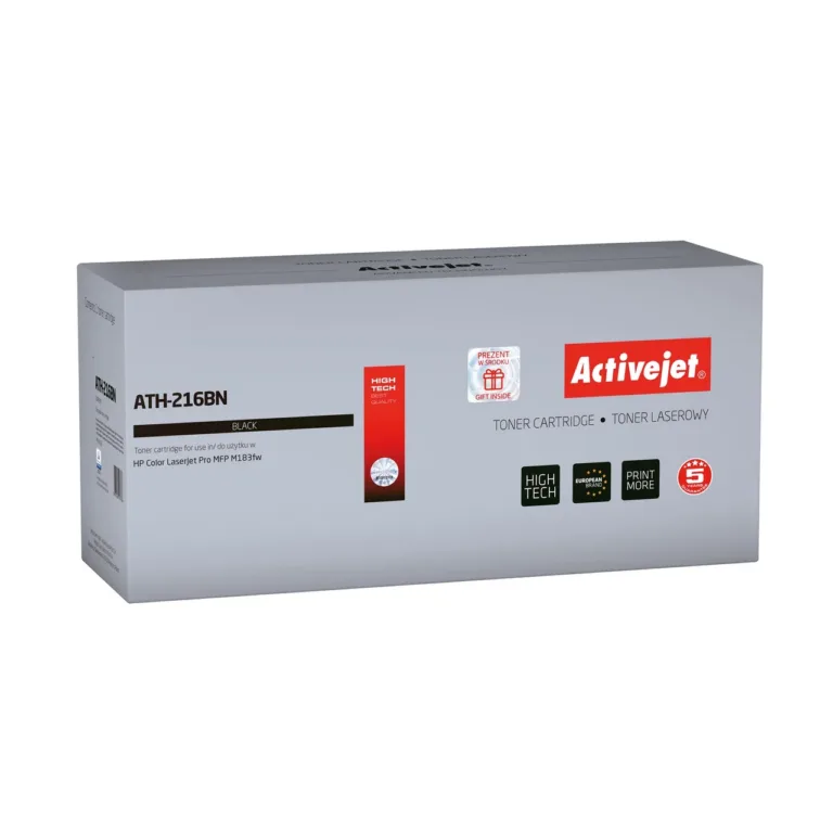 Activejet ATH-216BN CHIP must toonerkassett (HP 216A W2410A asendus, 1050 lk, kiibiga, ühilduv HP Color LaserJet Pro MFP M183fw-ga)
