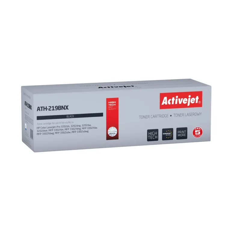 Activejet ATH-219BNX must ühilduv tooner kiibiga HP 219X (W2190X) jaoks, 3200 lehte, HP Color LaserJet Pro 3202/3302/MFP printeritele
