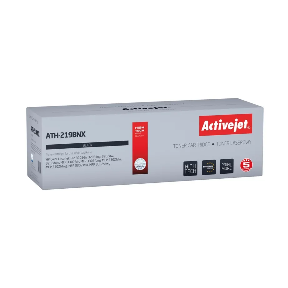 Activejet ATH-219BNX must ühilduv tooner kiibiga HP 219X (W2190X) jaoks, 3200 lehte, HP Color LaserJet Pro 3202/3302/MFP printeritele