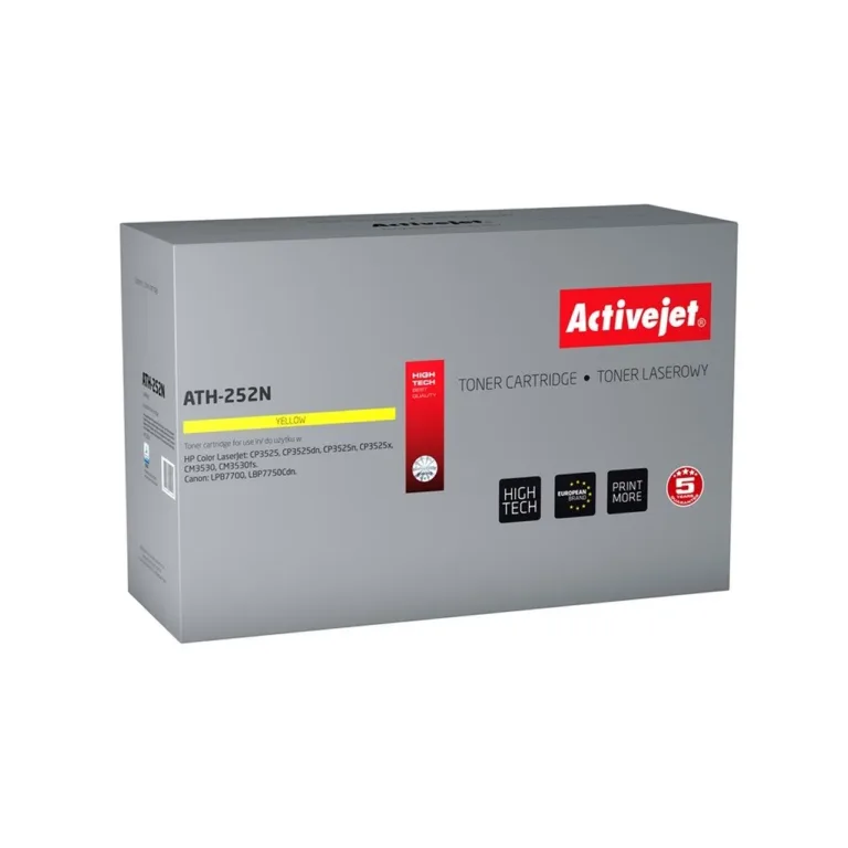 Activejet ATH-252N kollane 7000 lk lasertooner HP 504A CE252A/Canon CRG-723Y asenduseks HP CP3525/CM3530 ja Canon LBP7700/LBP7750 printeritele