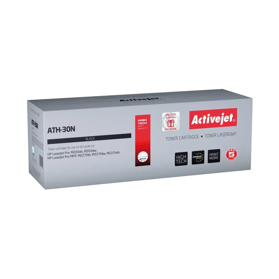 Activejet ATH-30N Supreme 1600 lk ühilduv must lasertoonerkassett HP 30A CF230A jaoks, sobib HP LaserJet Pro M203/M227 printeritele